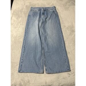 Old Navy Jeans Womens 8 Blue Wow Baggy Wide Leg Mid Rise 31x29